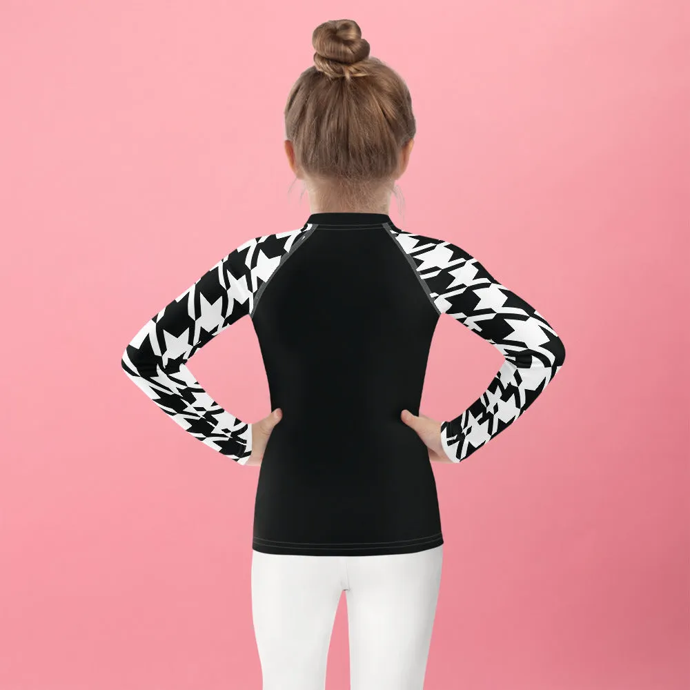 Signature Look: Houndstooth Girl's Long Sleeve Classic Judo BJJ Rash Guard