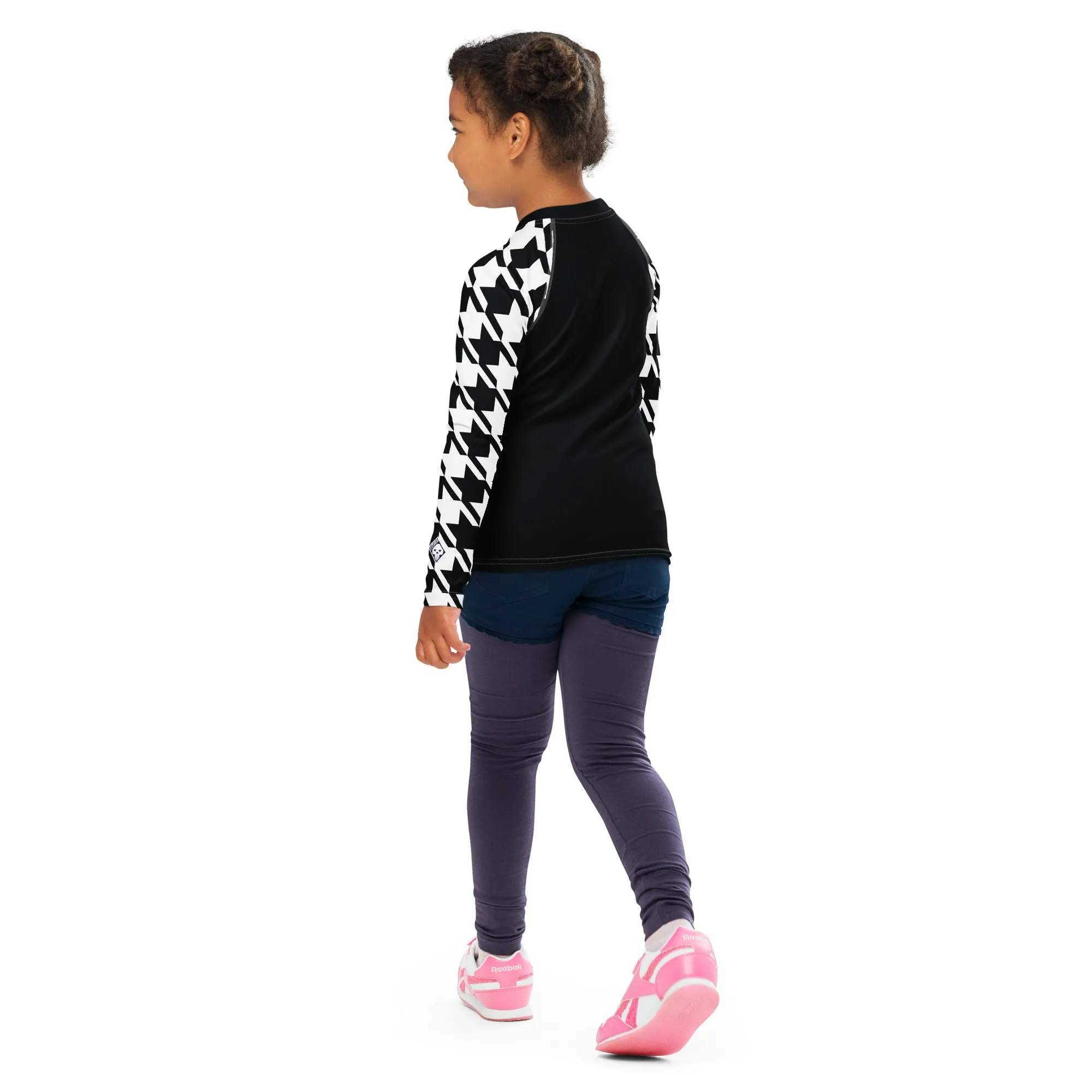 Signature Look: Houndstooth Girl's Long Sleeve Classic Judo BJJ Rash Guard