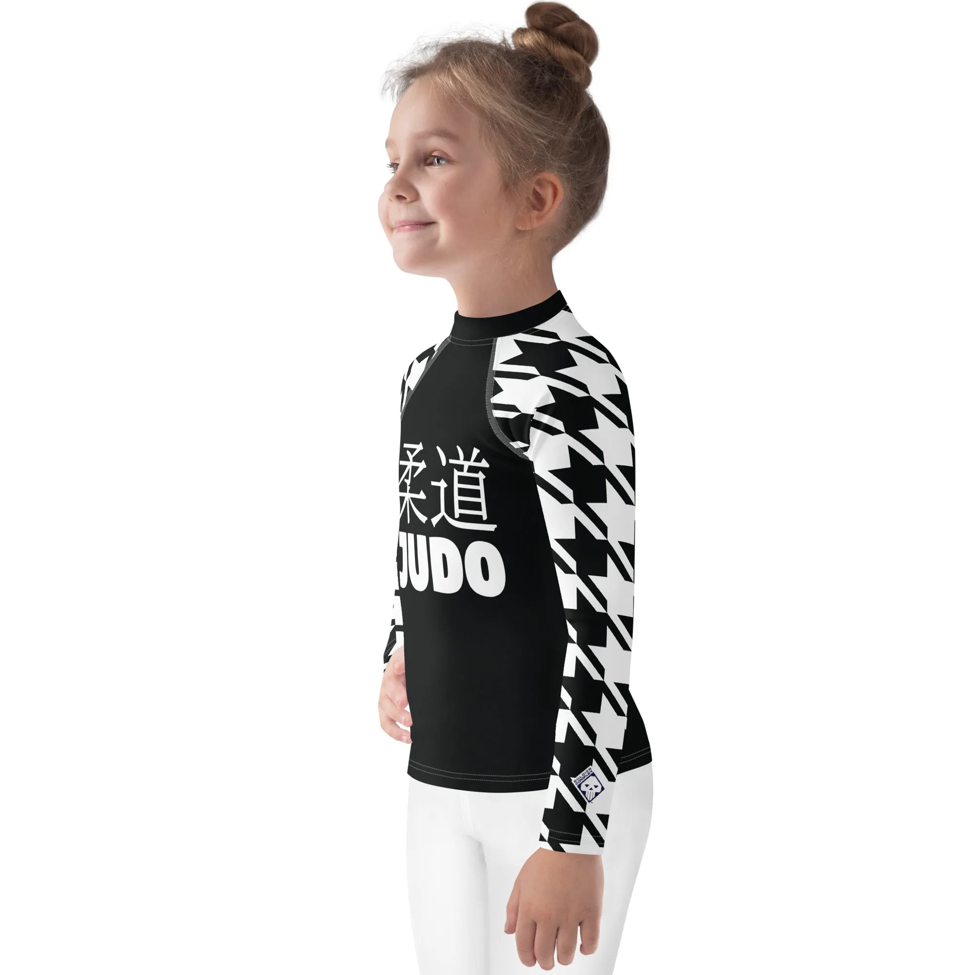 Signature Look: Houndstooth Girl's Long Sleeve Classic Judo BJJ Rash Guard