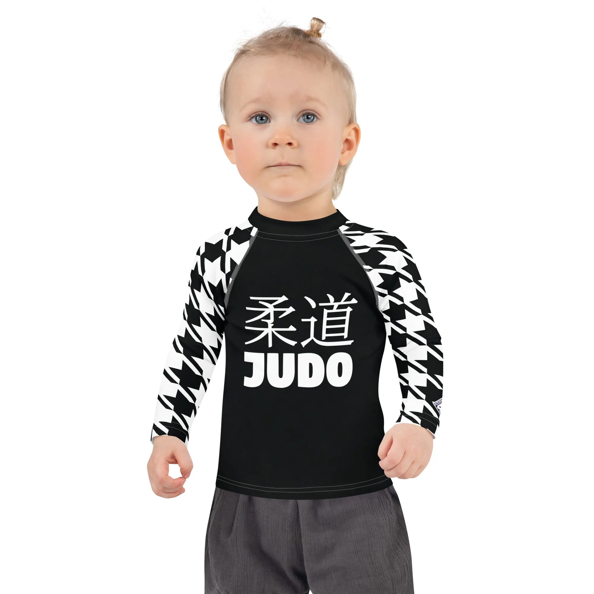 Signature Look: Houndstooth Girl's Long Sleeve Classic Judo BJJ Rash Guard