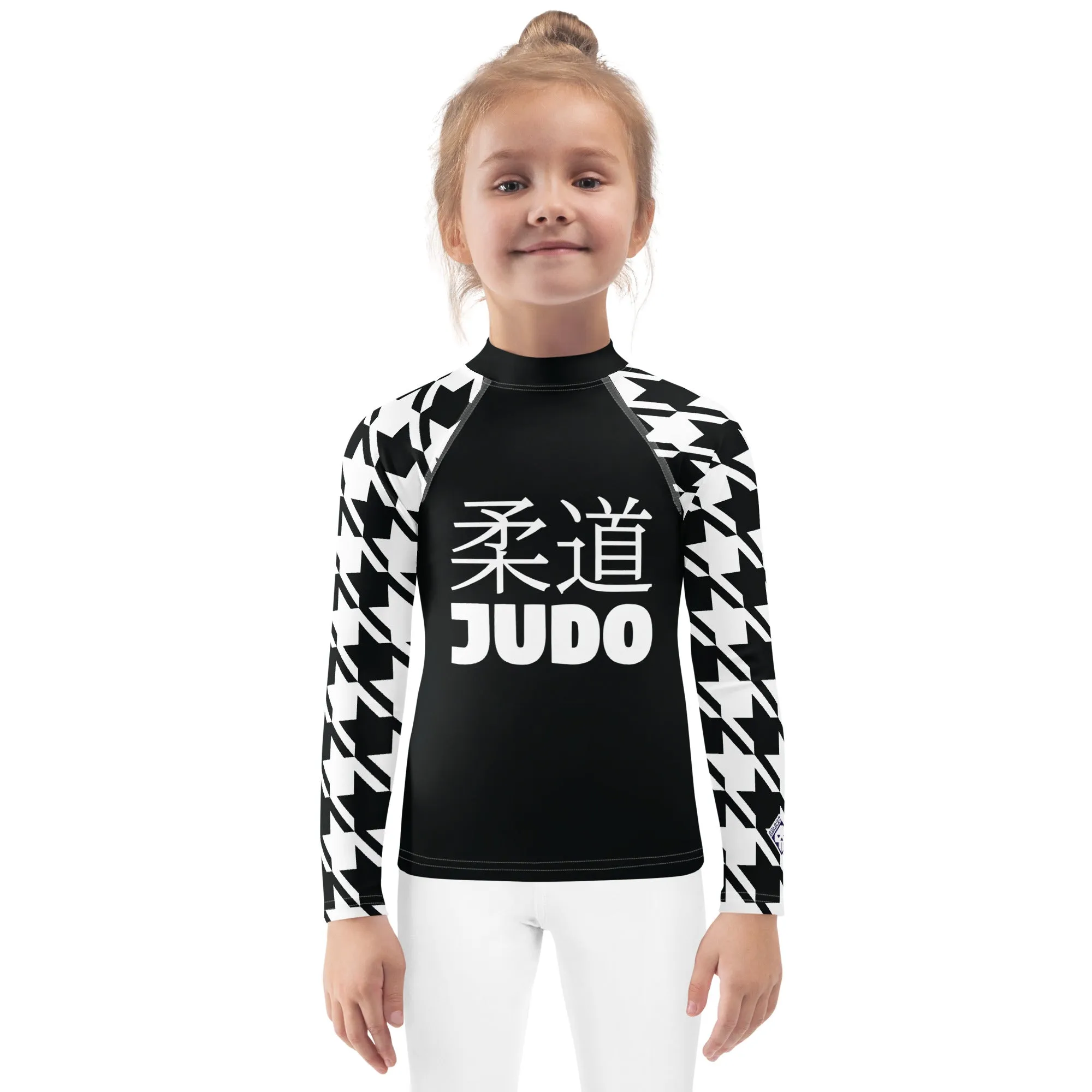 Signature Look: Houndstooth Girl's Long Sleeve Classic Judo BJJ Rash Guard