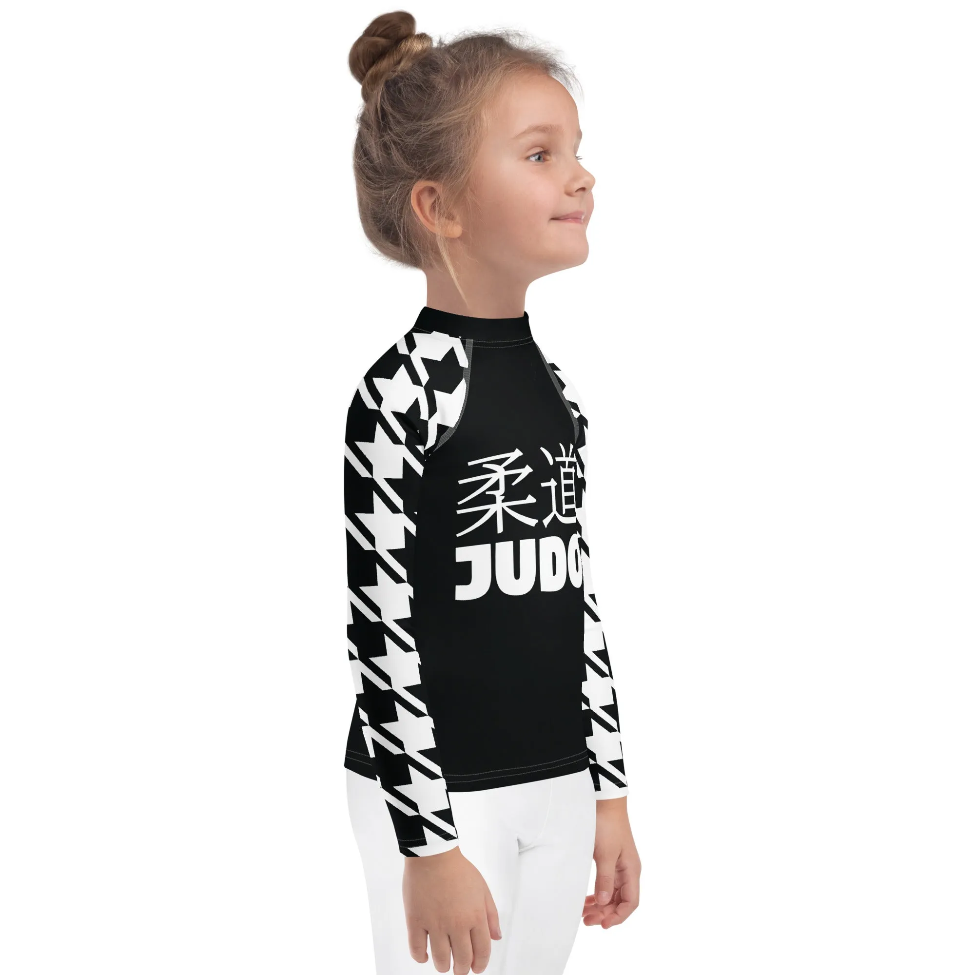 Signature Look: Houndstooth Girl's Long Sleeve Classic Judo BJJ Rash Guard