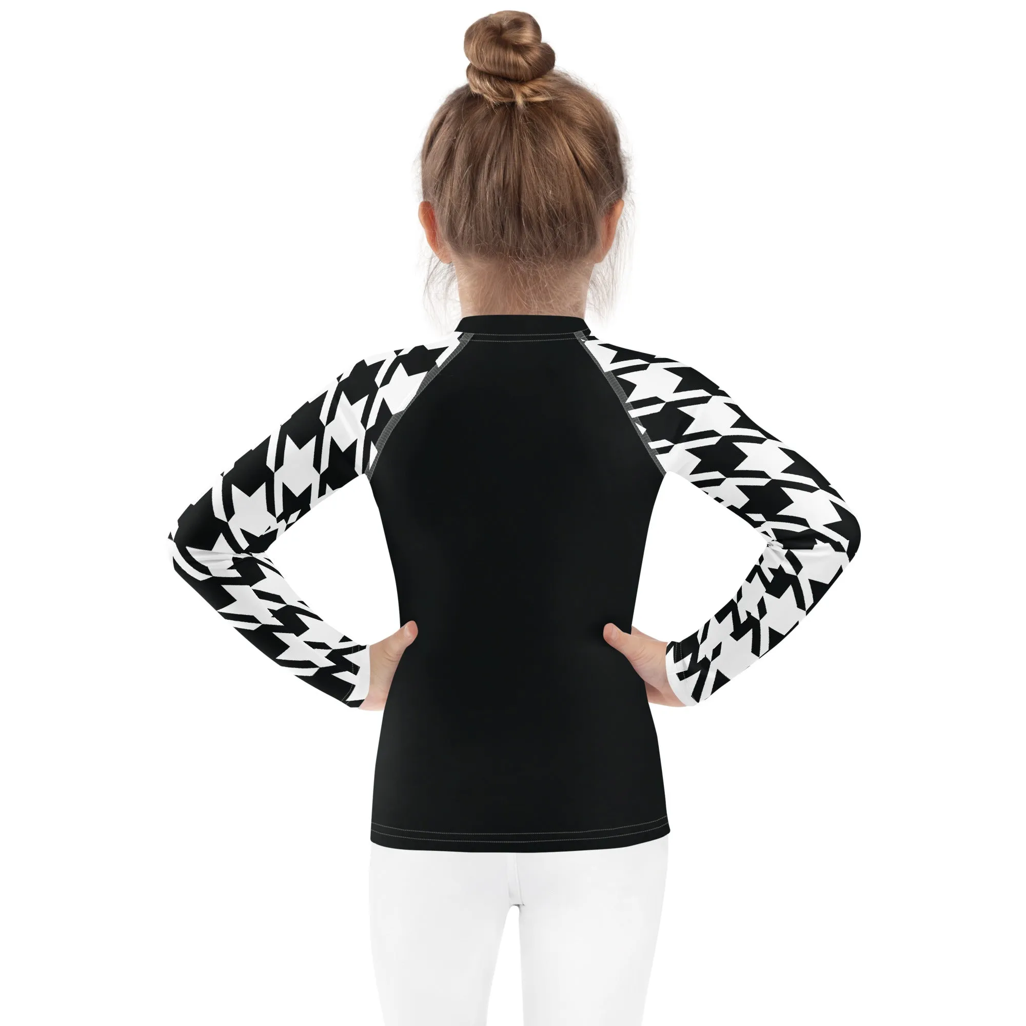 Signature Look: Houndstooth Girl's Long Sleeve Classic Judo BJJ Rash Guard