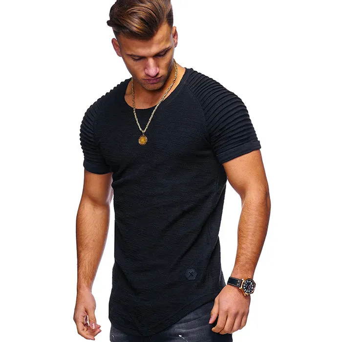 Solid Color Stripe Slim Fitness Men's T-shirt