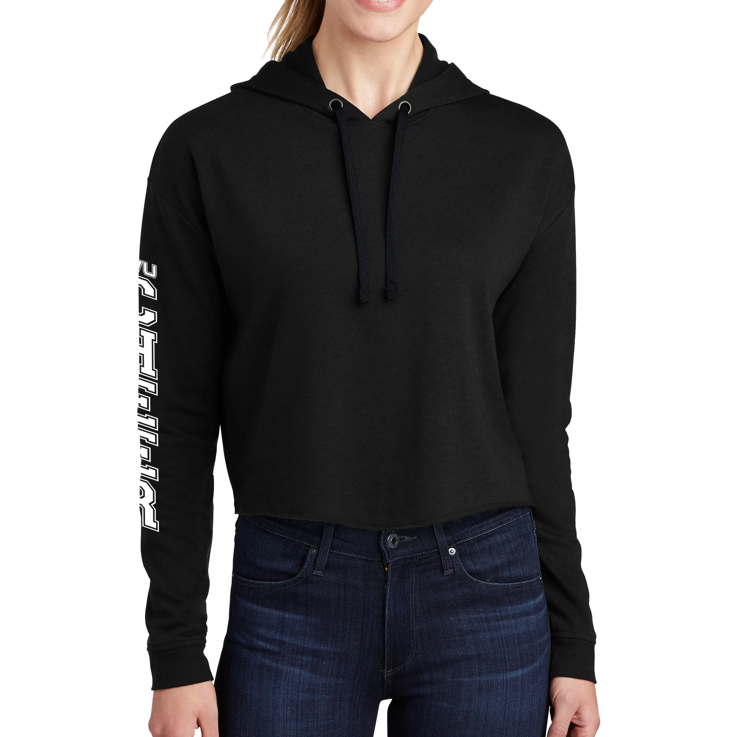 Sport-Tek Ladies PosiCharge Tri-Blend Wicking Fleece Crop Hooded Pullover - Cheer Block