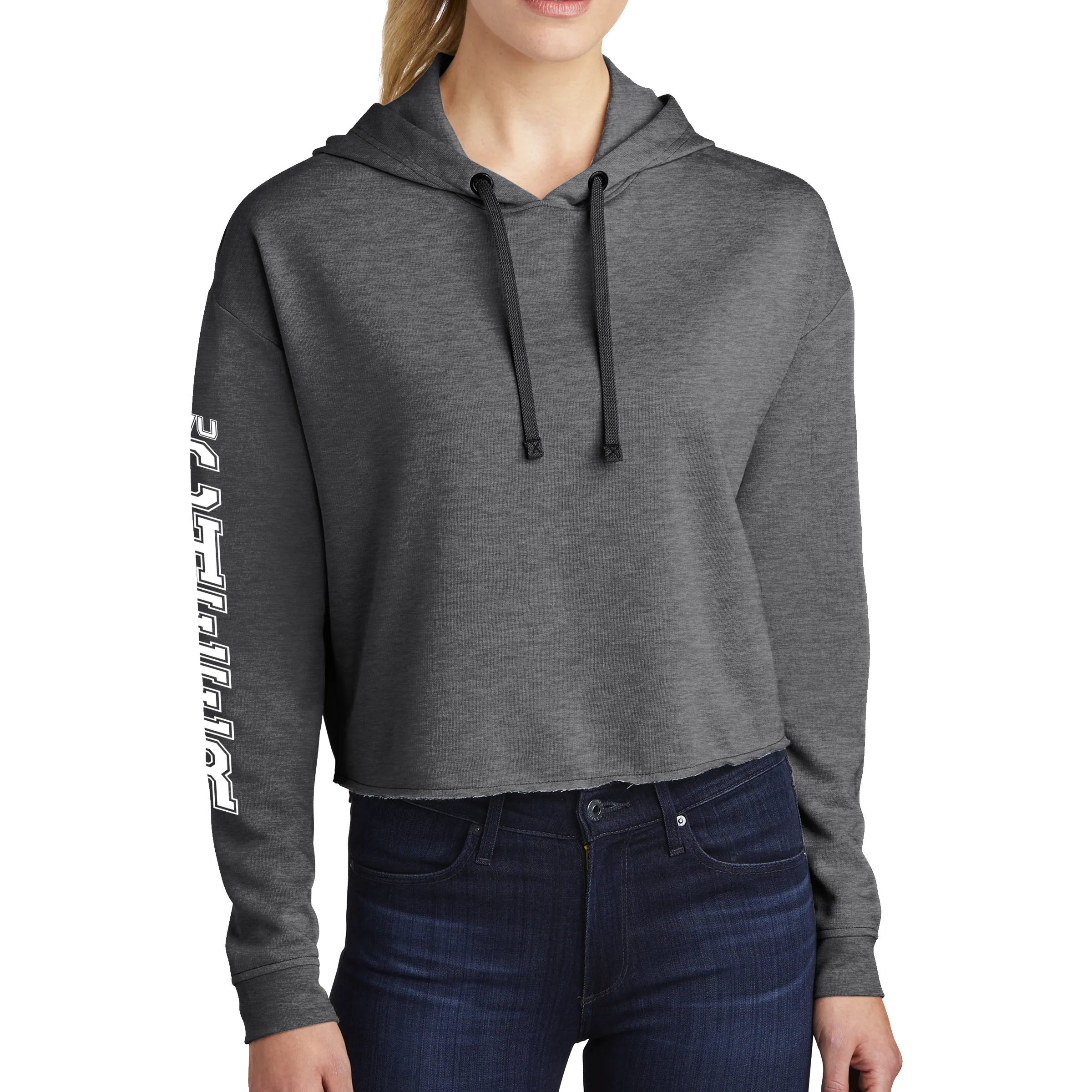 Sport-Tek Ladies PosiCharge Tri-Blend Wicking Fleece Crop Hooded Pullover - Cheer Block