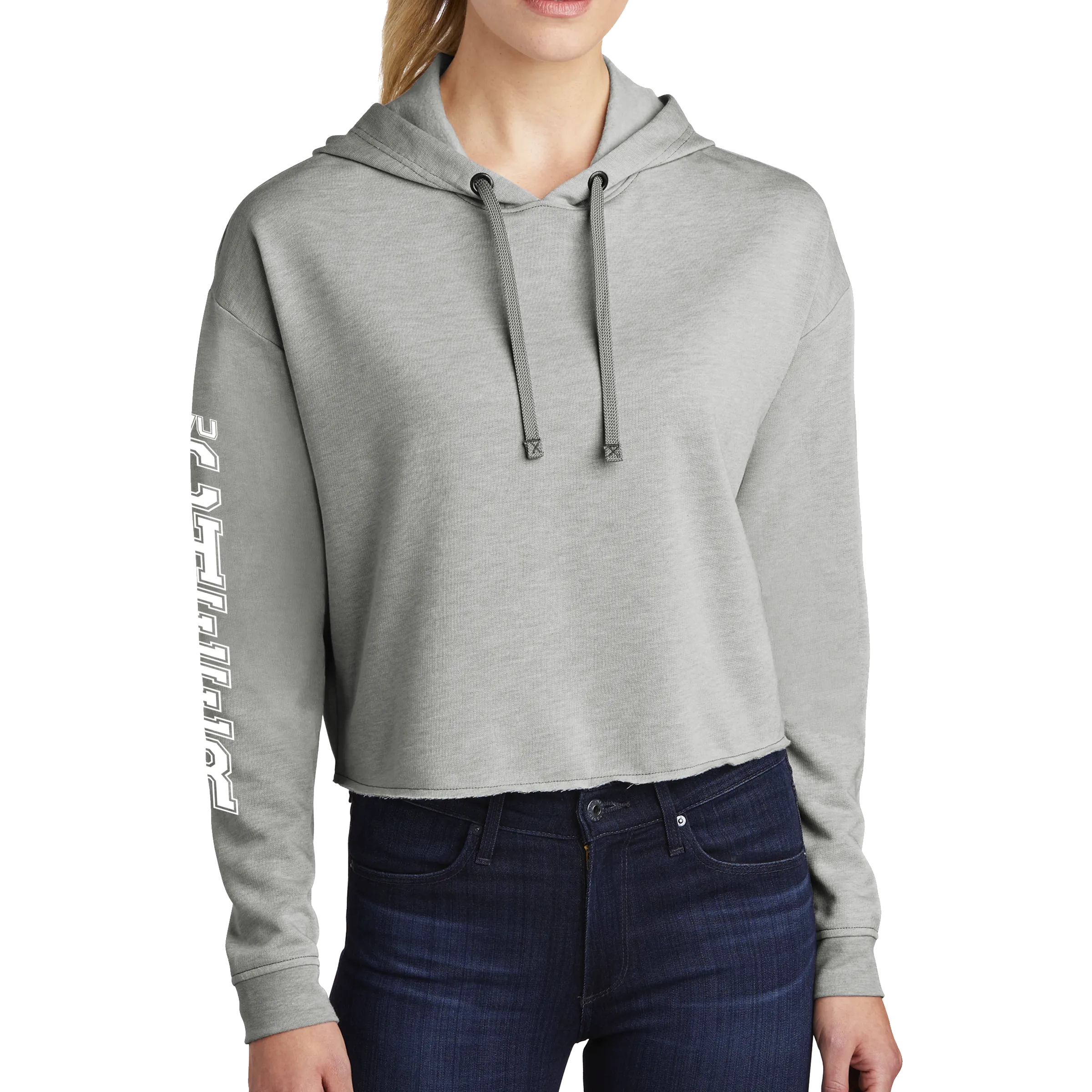 Sport-Tek Ladies PosiCharge Tri-Blend Wicking Fleece Crop Hooded Pullover - Cheer Block