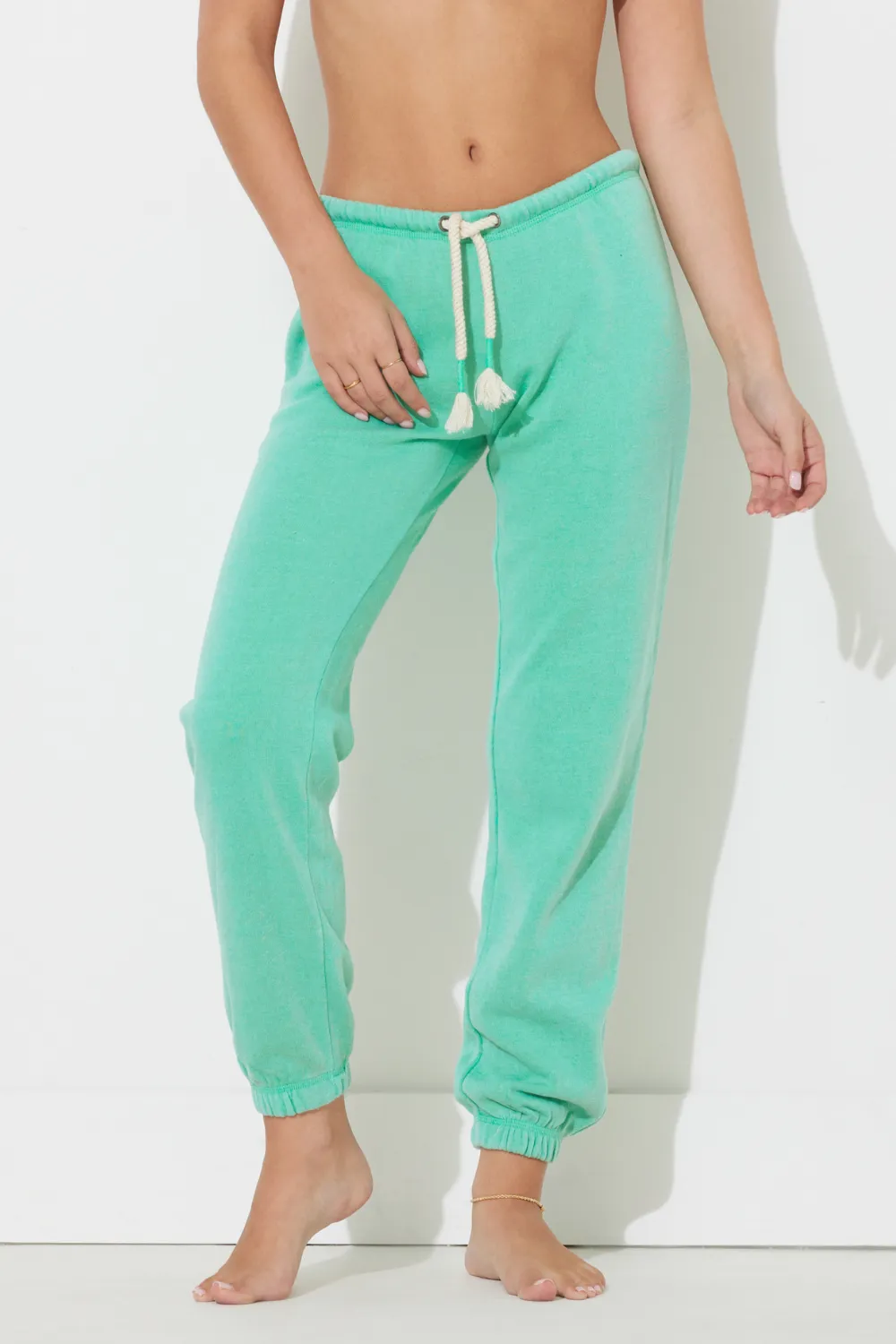 Surf Green Scrunch Bottom Sweatpants w/ Wrap Cords