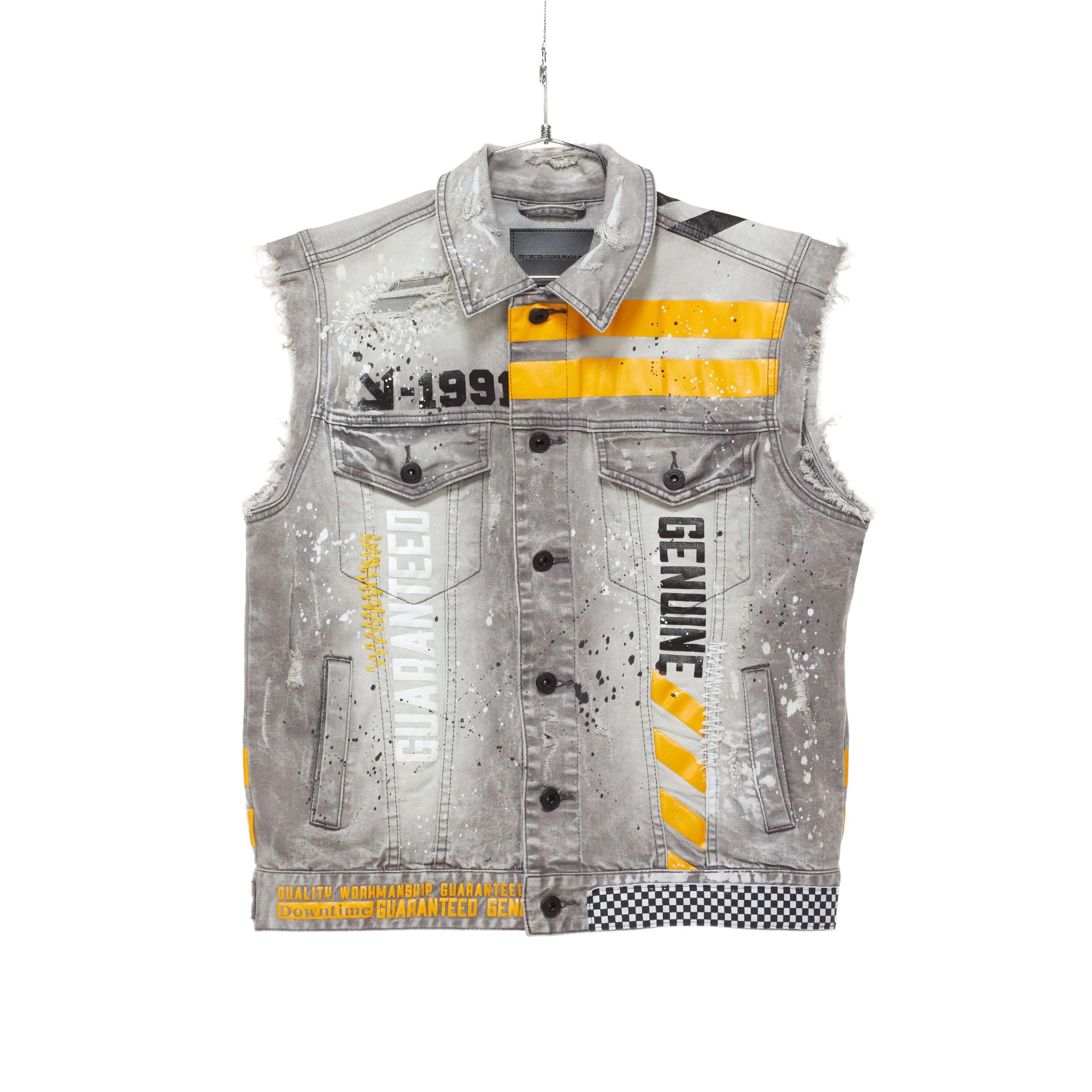 Utility Fashion Denim Vest - Frost Grey